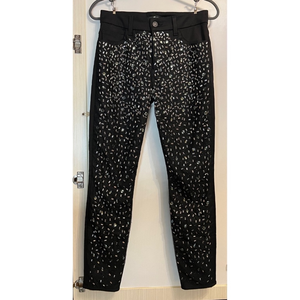 7 For All Mankind Fancy Black Rhinestone Pants Size 26 - Practically New!